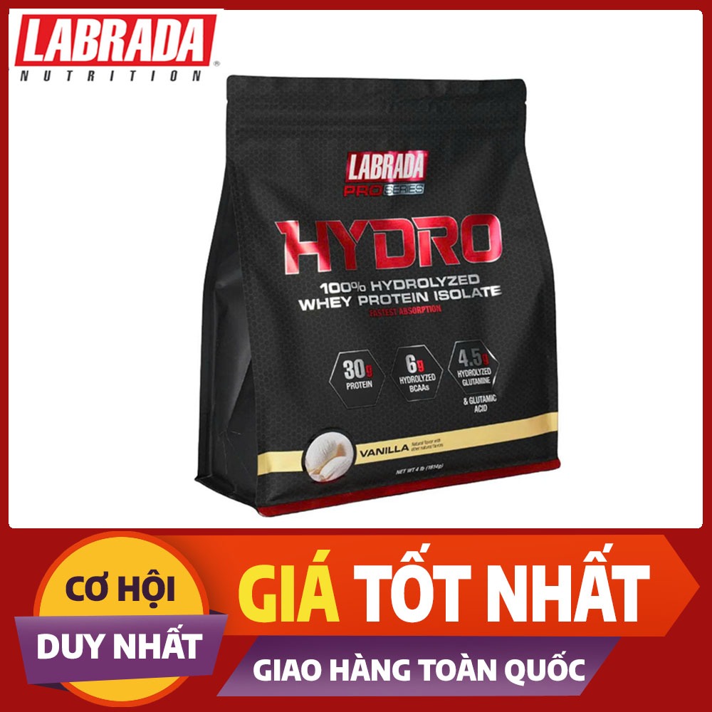 Sữa Bột Labrada HYDRO WHEY 4Lbs (48 Lần Dùng) 100% Hydrolyzed Whey Protein Isolate
