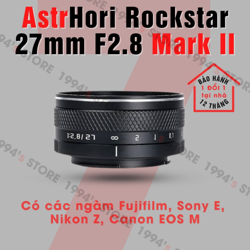 Ống kính AstrHori/Rockstar 27mm F2.8 Mark II - Lens Pencake đa dụng cho Sony E, Fujifilm X, Canon EO