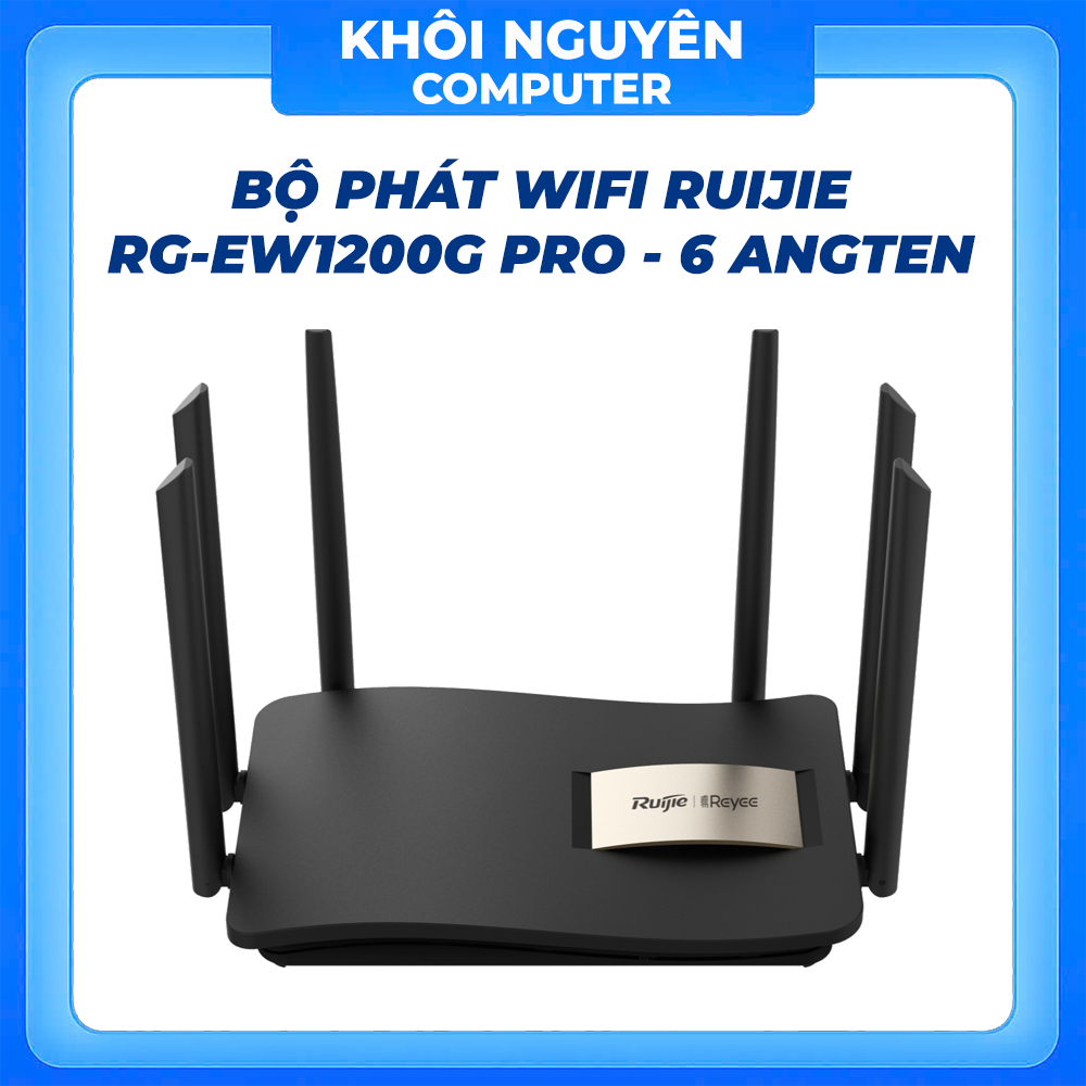 Router Wifi 5 Ruijie RG-EW1200G Pro 1200Mbps 6 Ăngten, Dual Band AC, Sóng Mạnh, Cài Đặt Nhanh