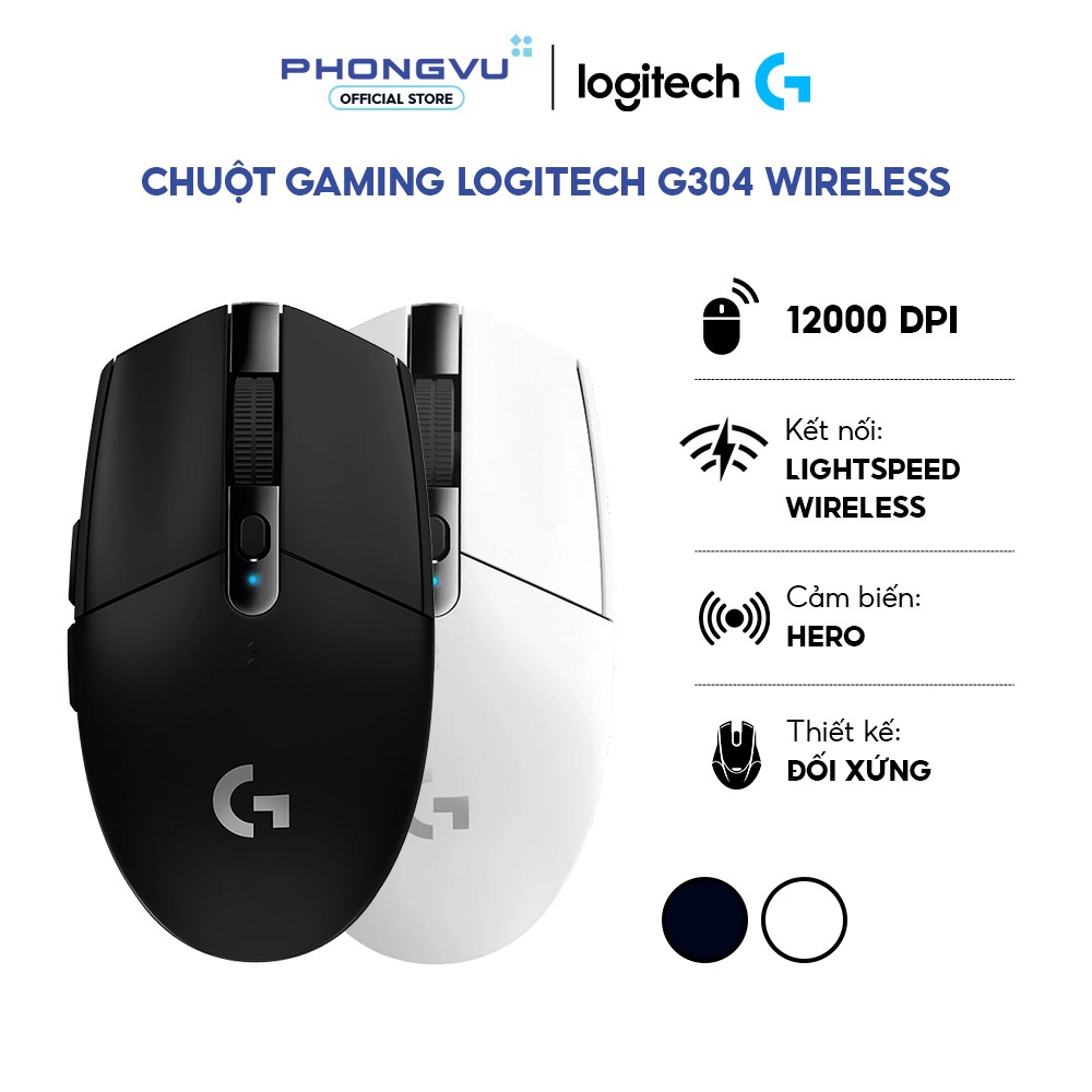 Chuột gaming không dây Logitech G304 - Cảm biến HERO 12000 DPI - Lightspeed - Bảo hành 24 tháng