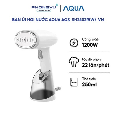 Bàn ủi hơi nước cầm tay Aqua AQS-SH2502R(W)-VN - 1200W - Làm nóng 25s - Vỏ ABS - Bảo hành 12 tháng
