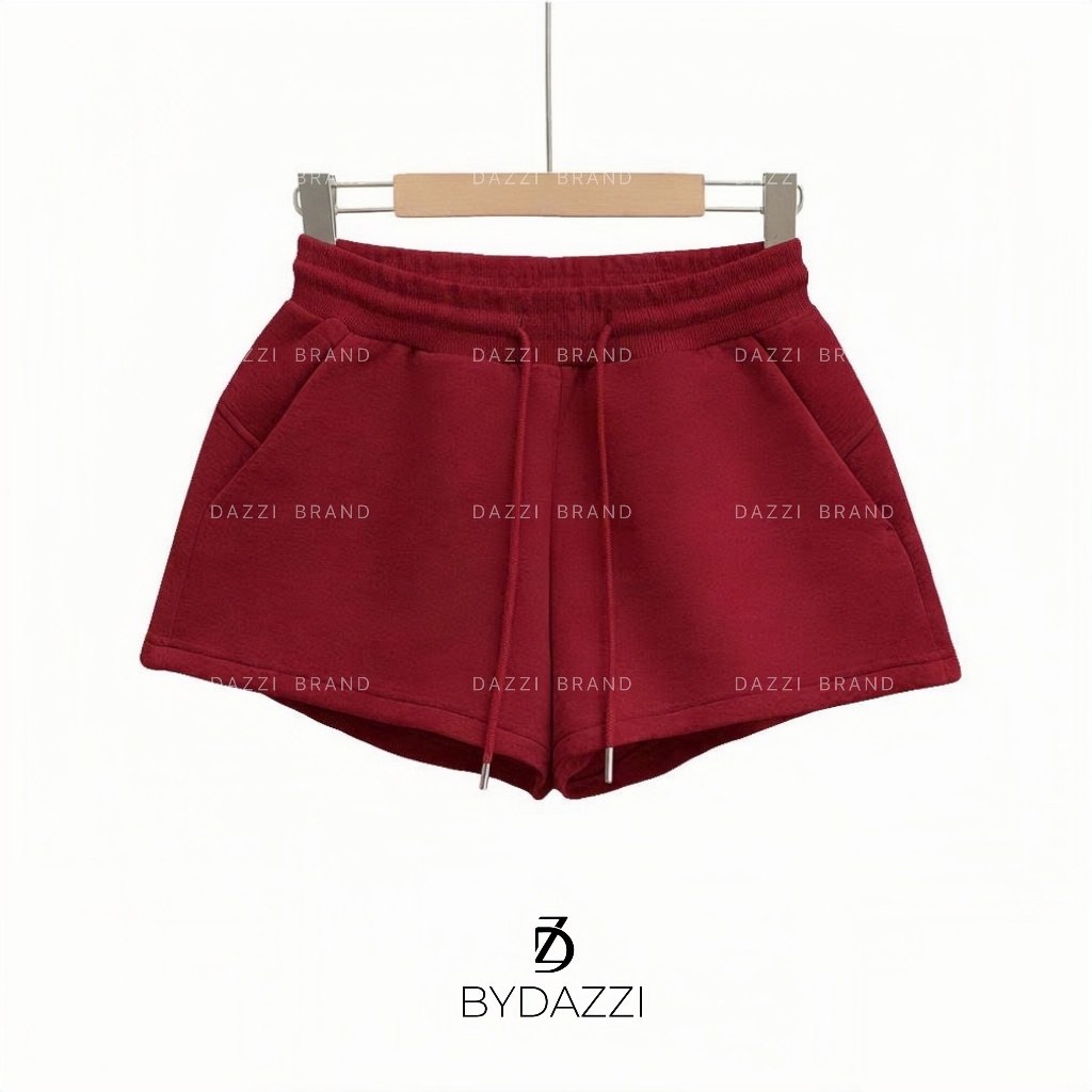 [CÓ TÚI QUẦN TIỆN LỢI] Quần short nữ dáng ngắn cạp cao phối dây rút chất nỉ tôn dáng năng động DAZZI Women Q08 | BigBuy360 - bigbuy360.vn