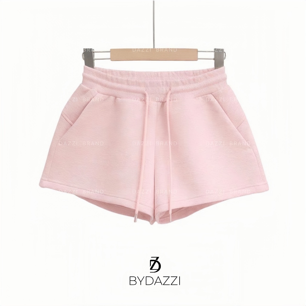 [CÓ TÚI QUẦN TIỆN LỢI] Quần short nữ dáng ngắn cạp cao phối dây rút chất nỉ tôn dáng năng động DAZZI Women Q08 | BigBuy360 - bigbuy360.vn