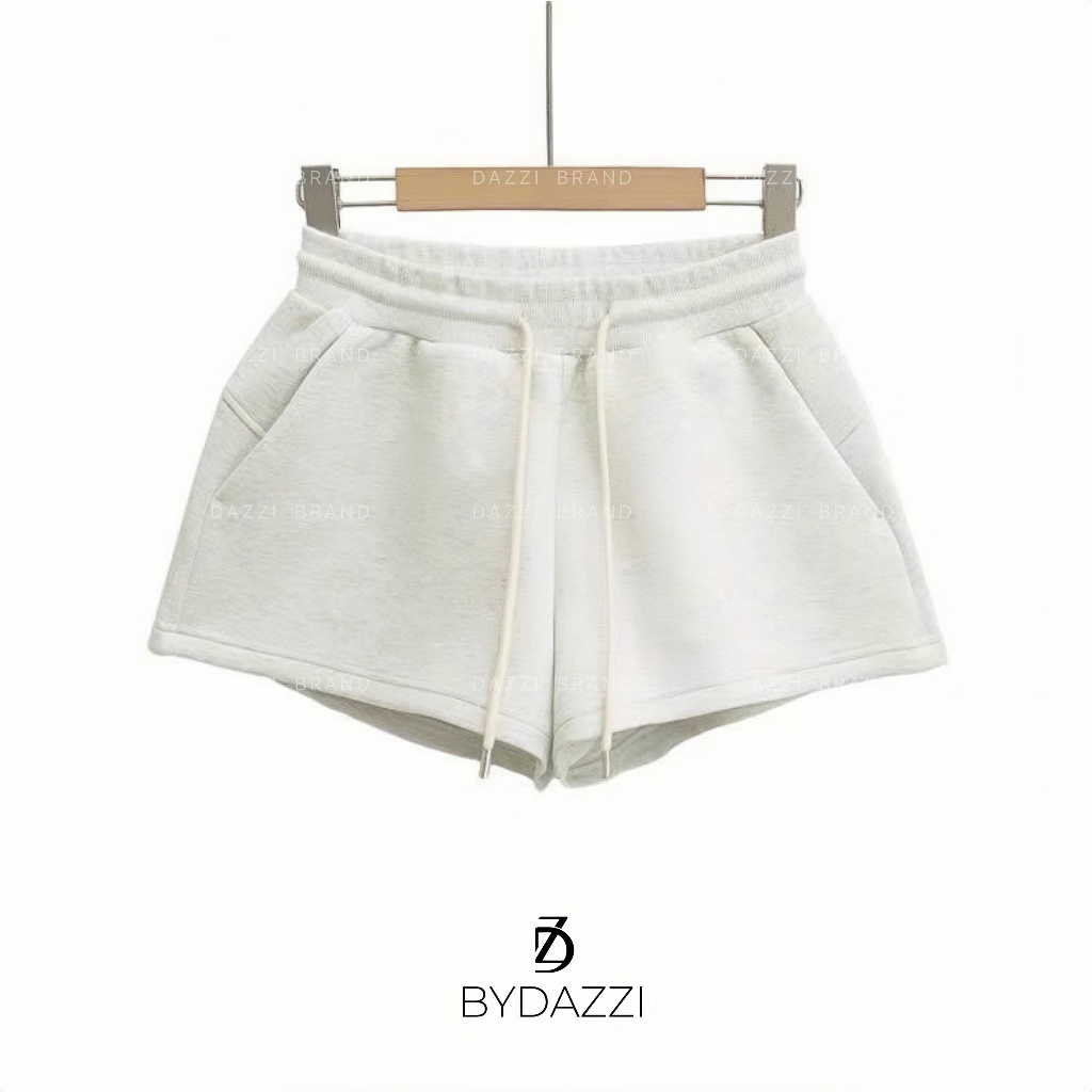 [CÓ TÚI QUẦN TIỆN LỢI] Quần short nữ dáng ngắn cạp cao phối dây rút chất nỉ tôn dáng năng động DAZZI Women Q08 | BigBuy360 - bigbuy360.vn