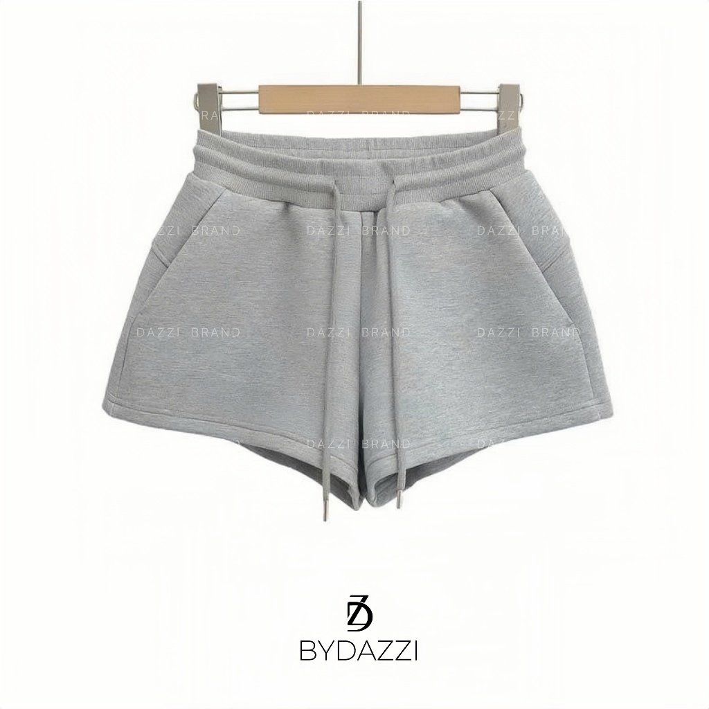 [CÓ TÚI QUẦN TIỆN LỢI] Quần short nữ dáng ngắn cạp cao phối dây rút chất nỉ tôn dáng năng động DAZZI Women Q08 | BigBuy360 - bigbuy360.vn