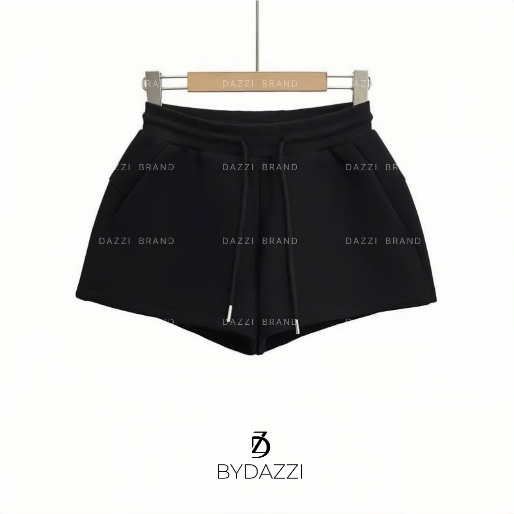 [CÓ TÚI QUẦN TIỆN LỢI] Quần short nữ dáng ngắn cạp cao phối dây rút chất nỉ tôn dáng năng động DAZZI Women Q08 | BigBuy360 - bigbuy360.vn