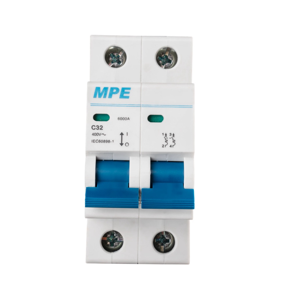 MCB 2P chính hãng MPE , CB gài tủ , MCB chống chập điện và quá tải , CB 10A đến 63A