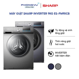 Máy giặt Sharp 9kg ES-FM90CB Lồng ngang - Inverter - Giặt hơi nước diệt khuẩn - Bảo hành 24 tháng