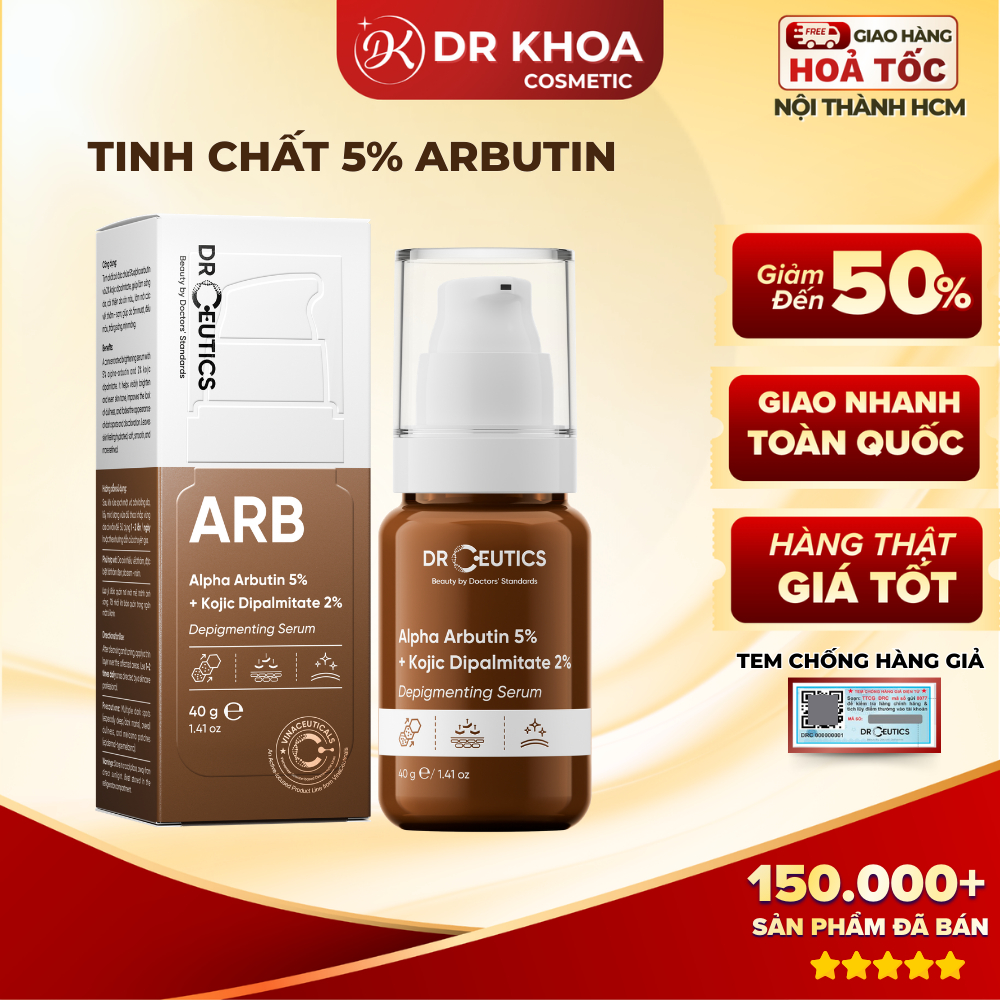 Tinh Chất DrCeutics 5% Alpha Arbutin Serum Dưỡng Da Trắng Sáng, Mờ Thâm Nám ( MỚI 40g) Dr Khoa