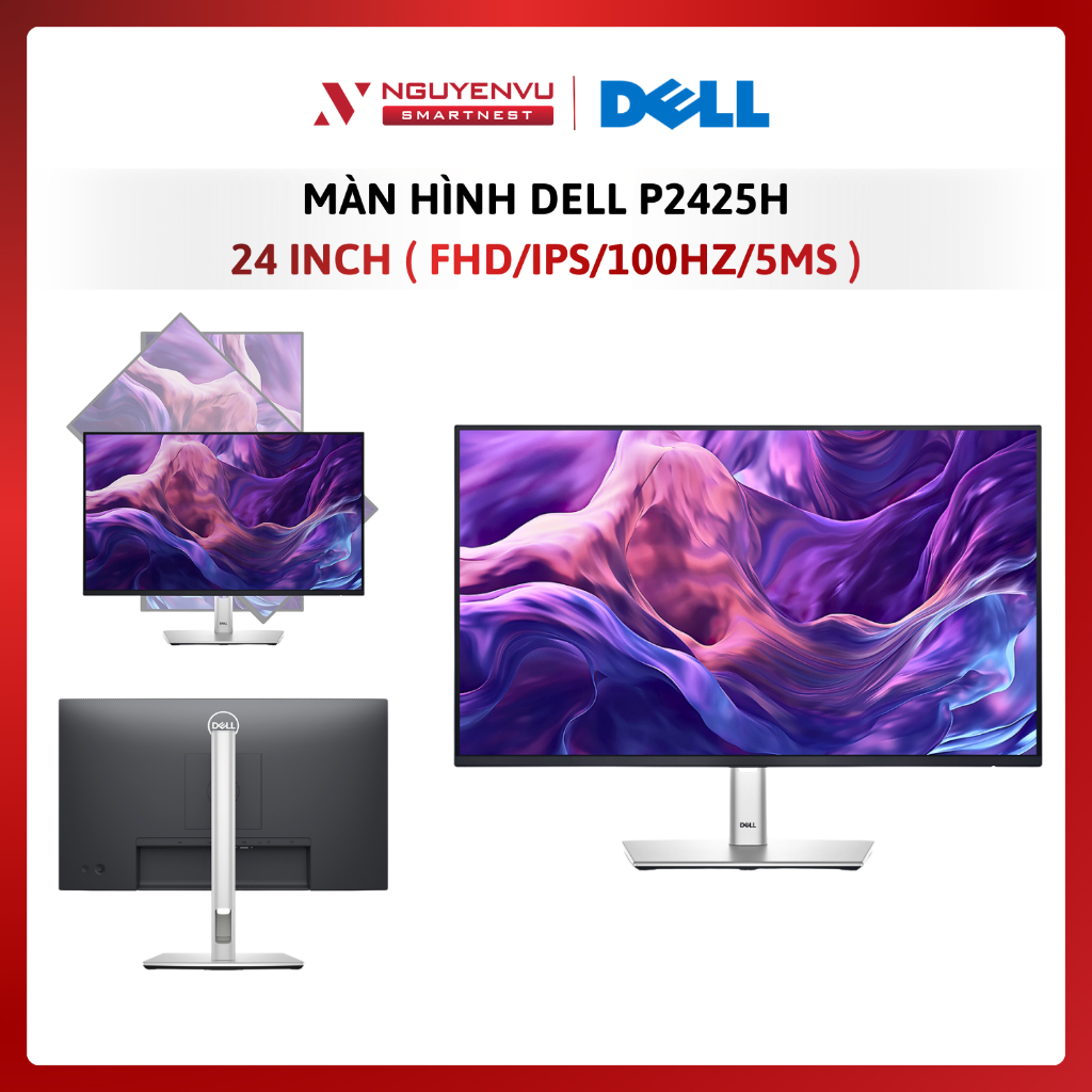 Màn hình Dell P2425H 24 inch (FHD/IPS/100Hz/5ms) - Hàng Chính Hãng - Bảo Hành 3 Năm