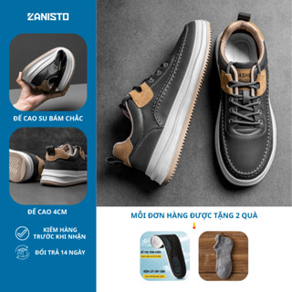 Giày Thể Thao Nam CS940 ZANISTO Màu Đen Đế Cao Su Non Tự Nhiên 4cm Chất Da Cao Cấp Đi Nhẹ Và Siêu Êm