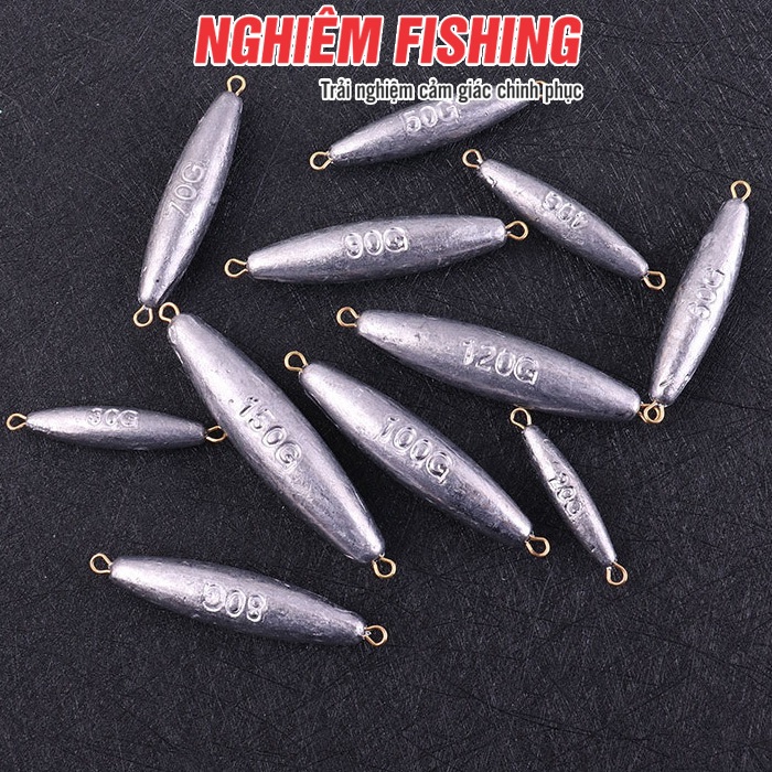 Chì Câu Cá 2 Đầu Có Khoen 10g-120g | Chì Lure, Chì Ném Xa Câu Biển, Câu Sông Cao Cấp ( # CC 009 )