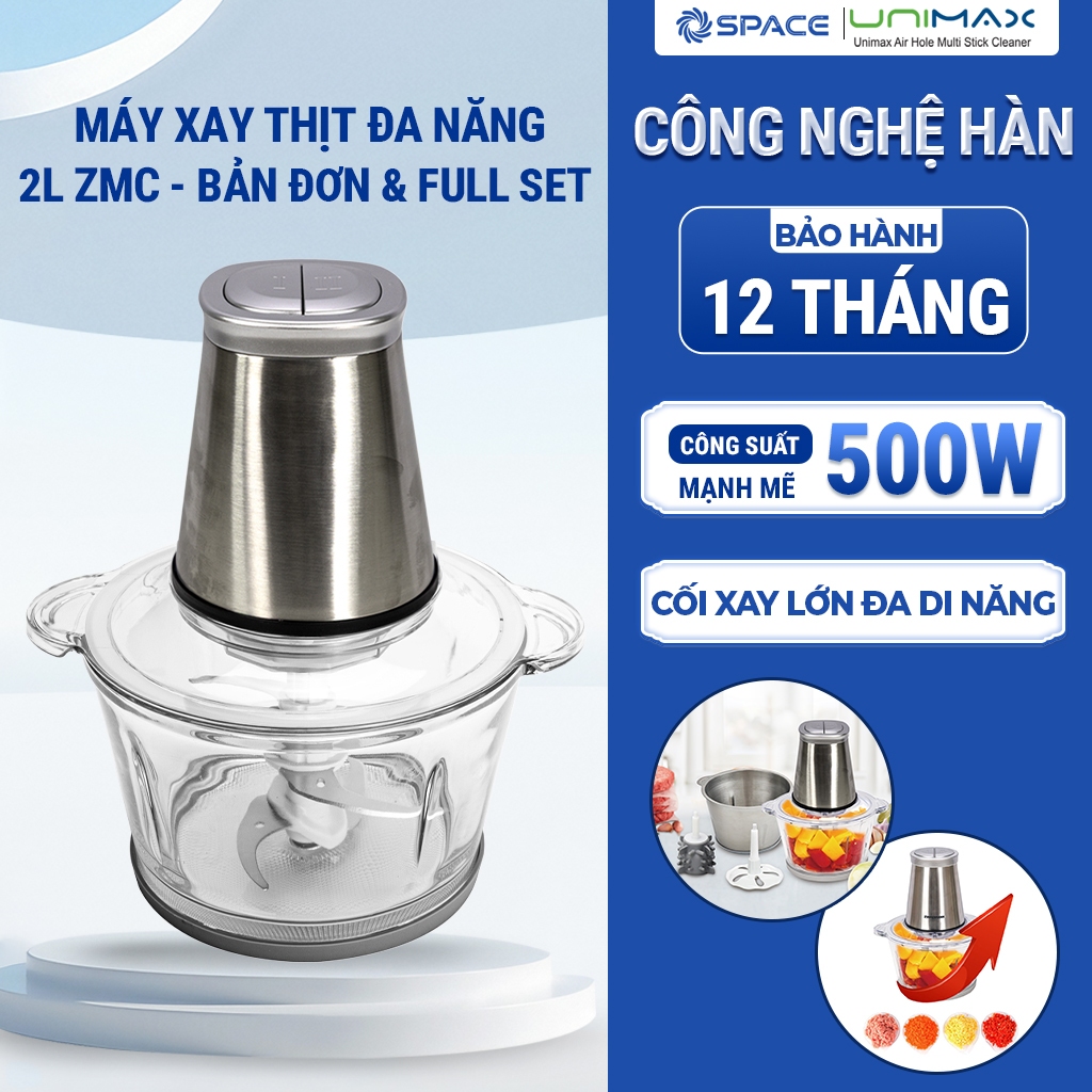 Máy Xay Thịt Đa Năng 2L ZMC – Xay Thịt Cá Rau Củ Nhanh Gọn, Bản Đơn & Full Set