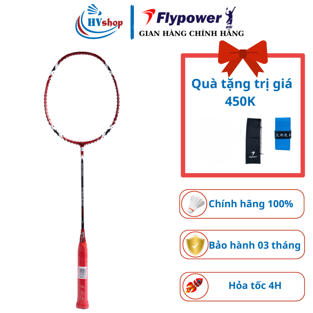 Vợt cầu lông - Vợt Flypower Tornado 800 chính hãng, tặng bao nhung, quấn cán - HVShop