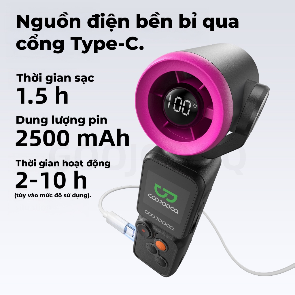 Goojodoq Quạt Camera 2in1 Xoay 180° Màn Hình 1.3" 100 Cấp Gió Hàng Chính Hãng quạt tuabin tốc độ cao | BigBuy360 - bigbuy360.vn