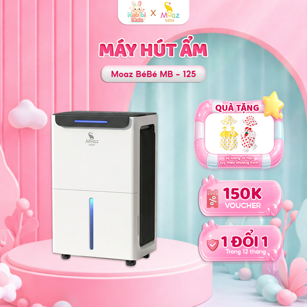 CHÍNH HÃNG - Máy Hút Ẩm Moaz Bébé MB – 125, Phù Hợp Phòng 30m2, An Toàn Cho Bé - Bảo Hành Chính Hãng 12 Tháng