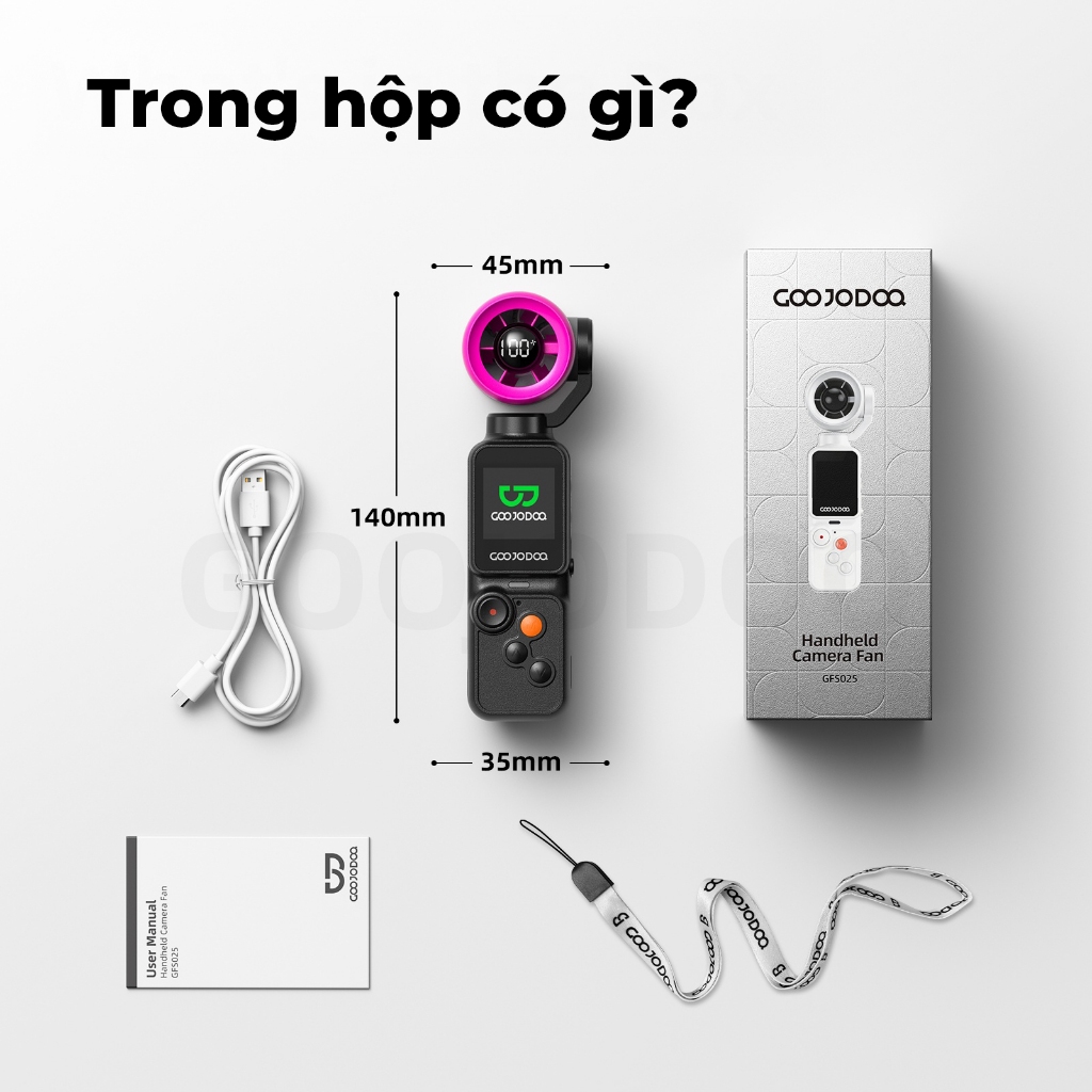 Goojodoq Quạt Camera 2in1 Xoay 180° Màn Hình 1.3" 100 Cấp Gió Hàng Chính Hãng quạt tuabin tốc độ cao | BigBuy360 - bigbuy360.vn