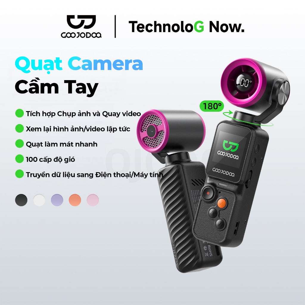 Goojodoq Quạt Camera 2in1 Xoay 180° Màn Hình 1.3" 100 Cấp Gió Hàng Chính Hãng quạt tuabin tốc độ cao | BigBuy360 - bigbuy360.vn