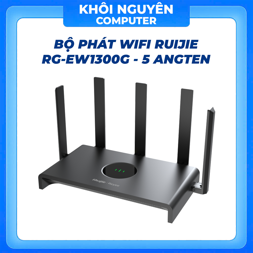 Router Wifi 5 Ruijie RG-EW1300G 1300Mbps 5 Ăngten, Dual Band AC, Sóng Mạnh, Phủ Sóng Rộng