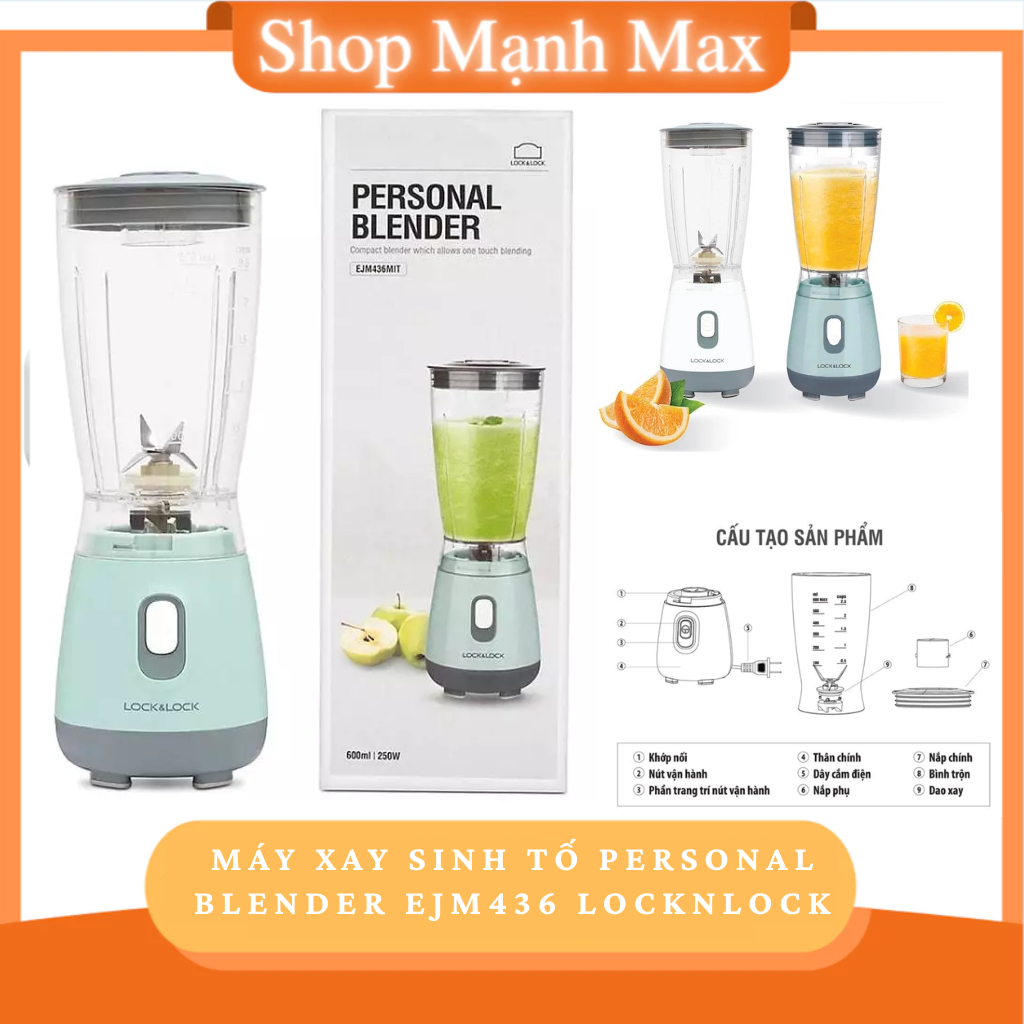 Máy xay đa năng Personal Blender EJM436 LocknLock, dễ dàng sử dụng thao tác để có một ly sinh tố tươ