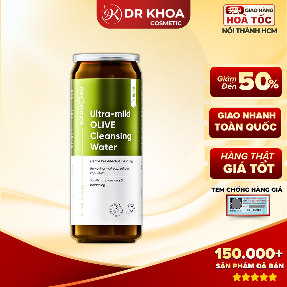 Nước Tẩy Trang DrCeutics Ultra-Mild Olive Cleansing Water 480ml Dr Khoa