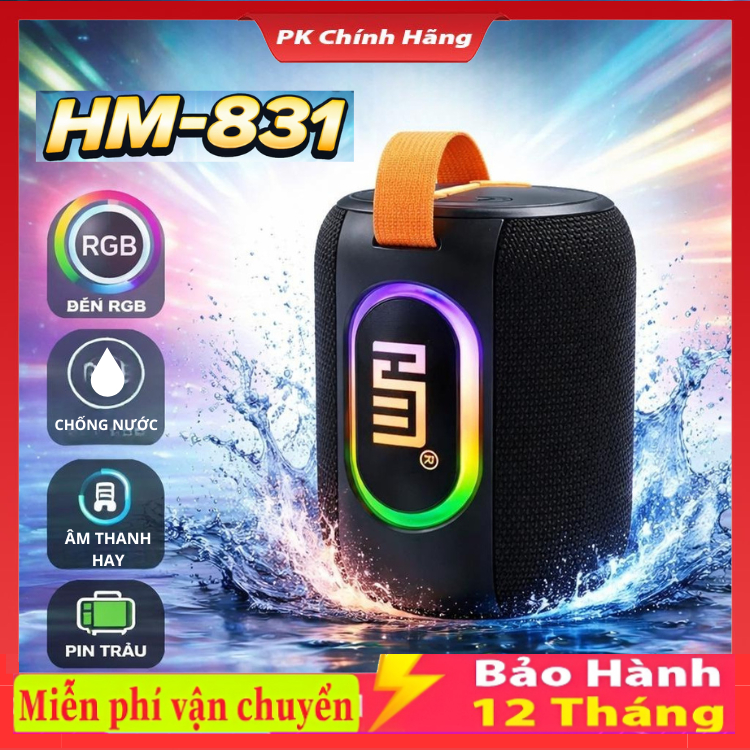 Loa Bluetooth HM-831 / HM-805 RGB Công Suất 8W , Dễ Mang Theo Âm Siêu Trầm , Chống Nước IPX5 , Kết N