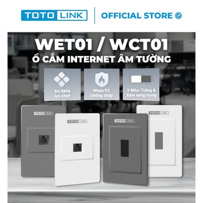 [Hỏa Tốc] Ổ cắm mạng RJ45 âm tường TOTOLINK WET01&WCT01 – Ổ cắm LAN Ethernet, wall plate internet, dùng cho modem router