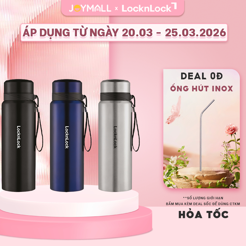 Bình giữ nhiệt LocknLock 800ml LHC6180 - Hàng chính hãng, có khay lưới lọc trà, dây - JoyMall