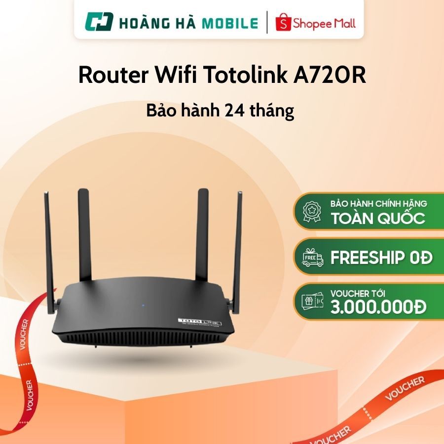 Router Wifi Totolink A720R băng tần kép AC1200 – Chính hãng
