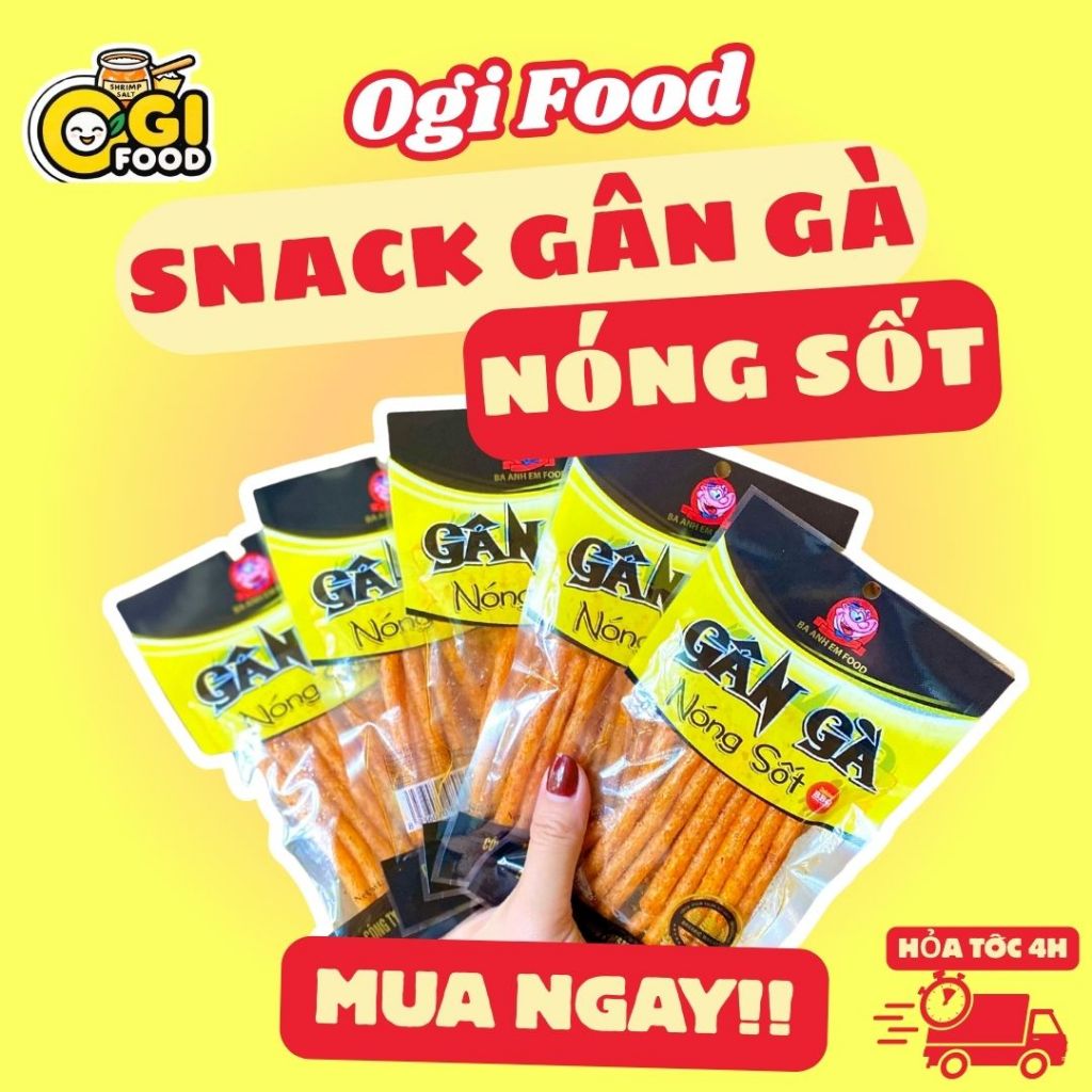 (Combo 10 Gói) Snack Gân Gà Sốt Cay Ba Anh Em Foods - Ăn Vặt Cổng Trường - OGI FOOD