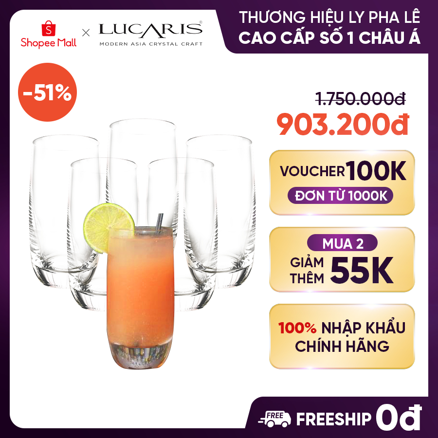 Bộ 6 Ly Pha Lê Lucaris Nhập Khẩu - Lucaris Shanghai Long Drink 415ml - T03LD15