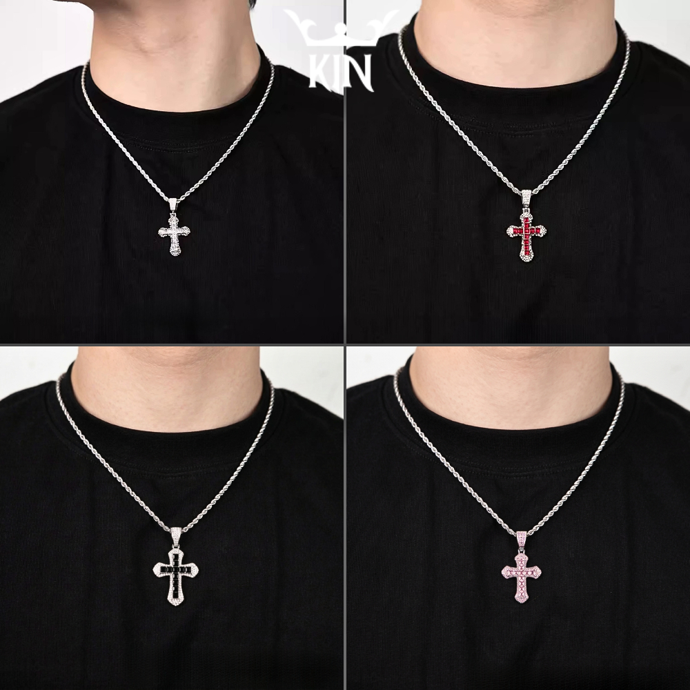 Vòng Cổ Đính Đá Zircon REDY Dây Chuyền Choker Hình Chữ Thập Đi Tiệc Thời Cá Tính Sang Trọng Cho Nam Và Nữ Kin