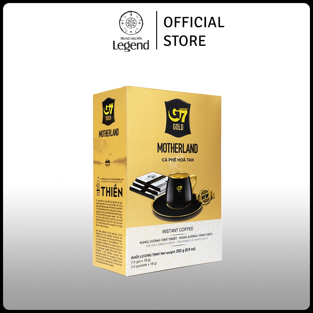 Cà Phê Hòa Tan G7 Trung Nguyên Gold MOTHERLAND Hộp 14 Gói Sữa Thơm Nồng Vị Thanh Gừng
