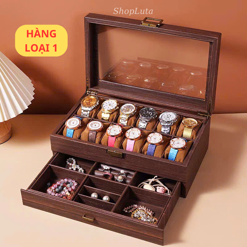 Hộp Đựng Đồng Hồ 12 Chiếc Da, Gỗ Cao Cấp Chất Lượng Mẫu Mới Giá Rẻ