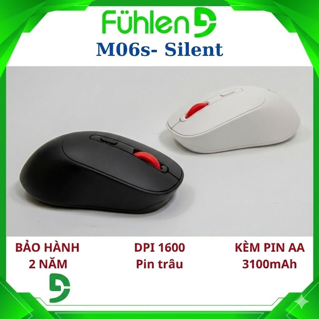 Chuột Văn Phòng Không Dây -Silent -Fuhlen M06S -Hàng CHính Hãng-Bảo Hành 24 Tháng-Tặng kèm pin AA