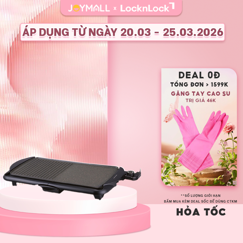Bếp nướng điện LocknLock Electric Grill EJG231, Hàng chính hãng, chống dính, 5 mức nhiệt - JoyMall