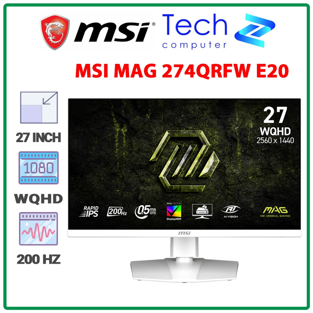 Màn Hình MSI MAG 274QRFW E20 (27 inch - IPS - WQHD - 200Hz - 0.5ms - Trắng) - NEW CHÍNH HÃNG