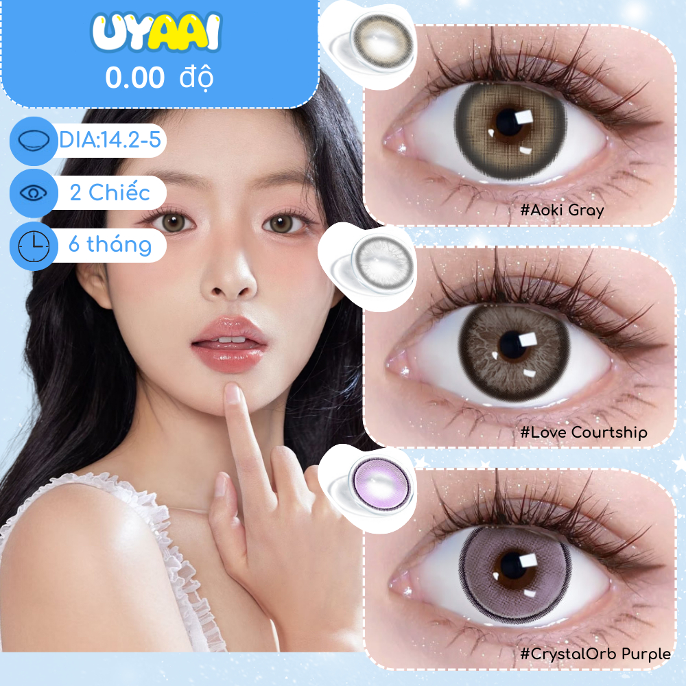 [0 độ] kính áp tròng UYAAI MCK1 14.0mm -14.5mm, dùng một lần nửa năm, mắt nhìn tự nhiên, phong cách 