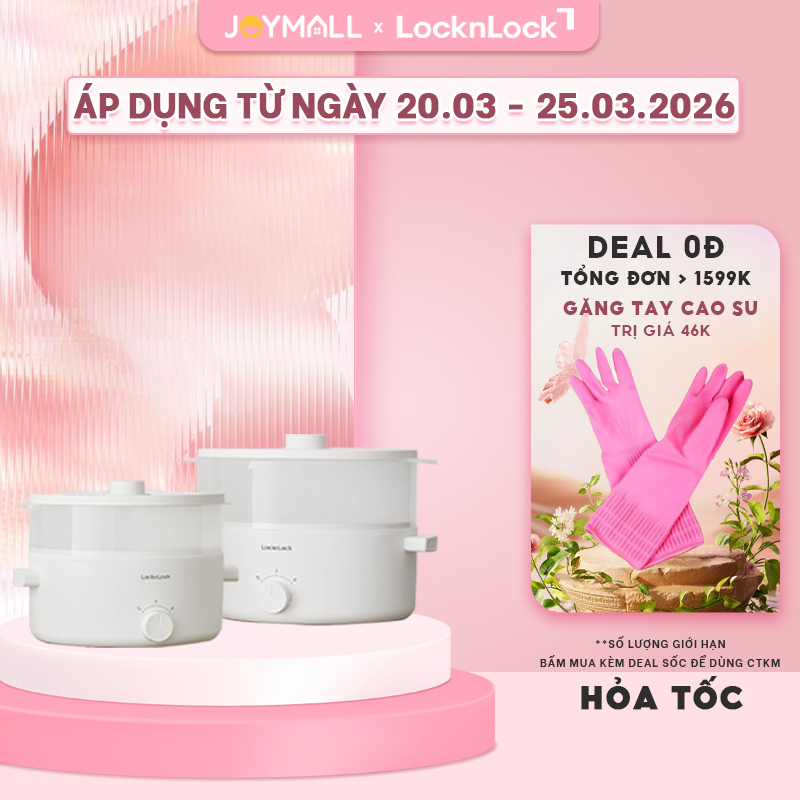 Nồi điện 2 tầng LocknLock Bianco EJP134IVY 5L, EJP124IVY 3L, Hàng chính hãng, chống dính - JoyMall