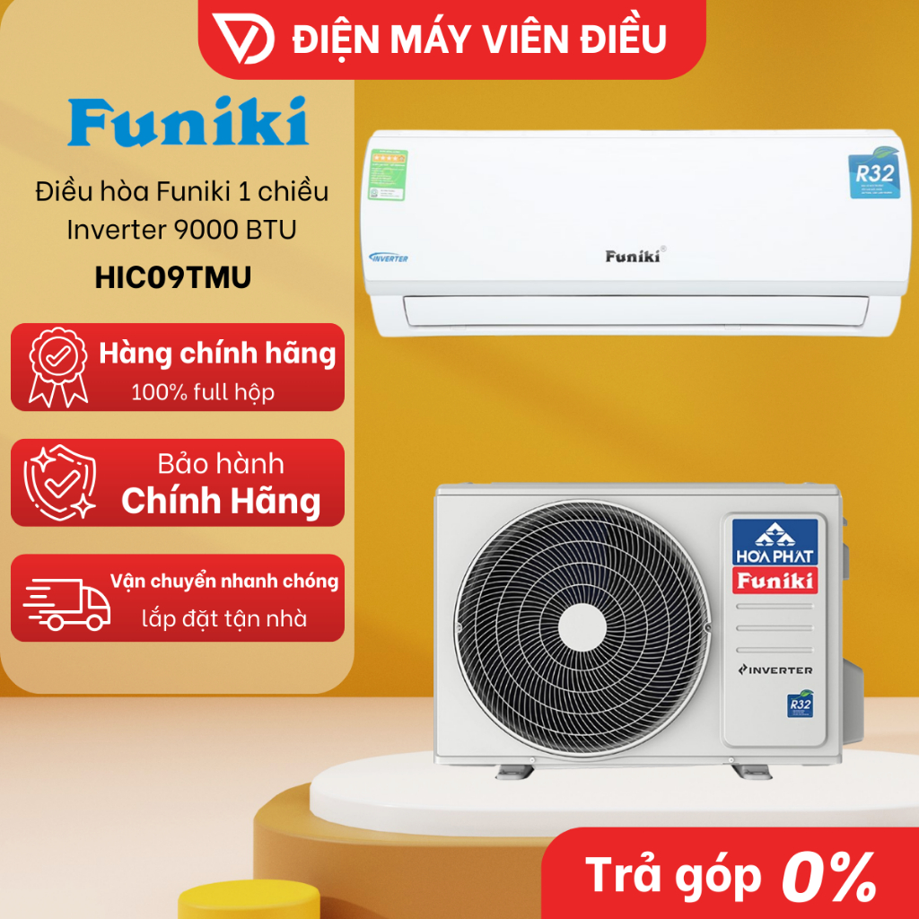 HIC09TMU - Điều hòa máy lạnh Funiki Inverter 1 chiều 9000BTU tiết kiệm điện HIC09TMU