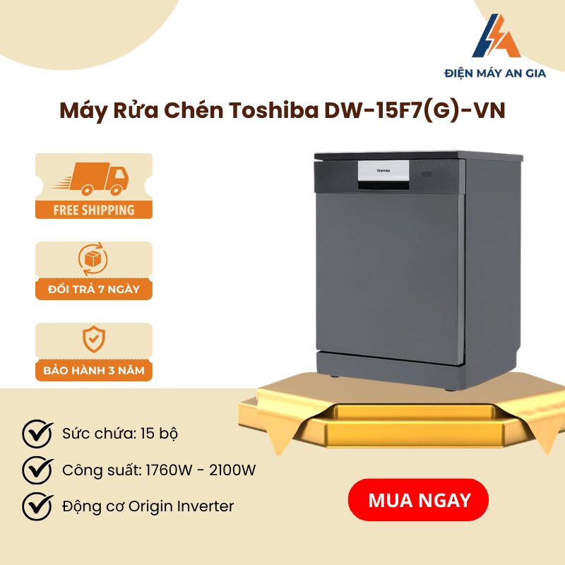 Máy Rửa Chén Toshiba DW-15F7(G)-VN – Khô Ráo, Sạch Bong, Êm Từng Chuyển Động - PEB
