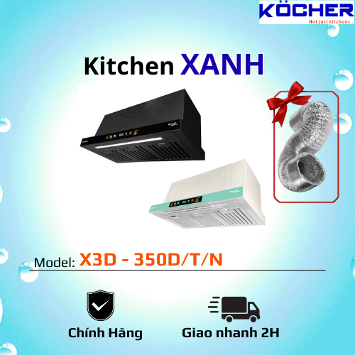 Turbo Smart X3D 350D/T/N - Máy Hút Mùi Âm Tủ KOCHER - Màn Smart 3D cảm ứng