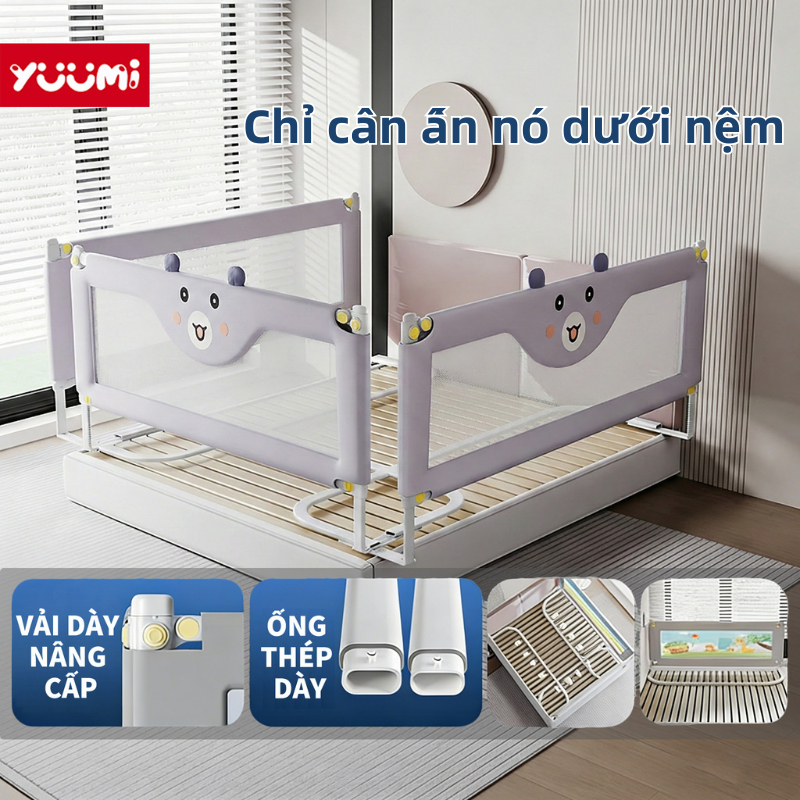 Thanh Chắn Giường Cao Cấp YUUMI Vải Thoáng Khí Chống Ngạt, Khung Thép Chịu Lực Tốt, Phù Hợp Cho Mọi Loại Giường