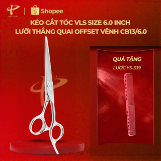 [SALE8.8 TẶNG YS-339] Kéo cắt tóc VLS lưỡi thẳng quai offset vênh đỡ ngón cố định CB13/6.0 Bảo Hành 2 Năm- Phú Lộc Int