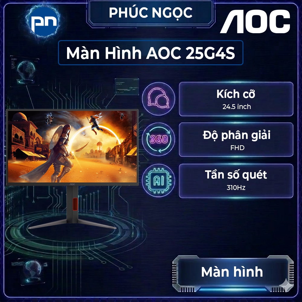 Màn hình AOC 25G4S, màn hình máy tính gaming 310Hz 24 inch, màn hình chơi game - Phúc Ngọc