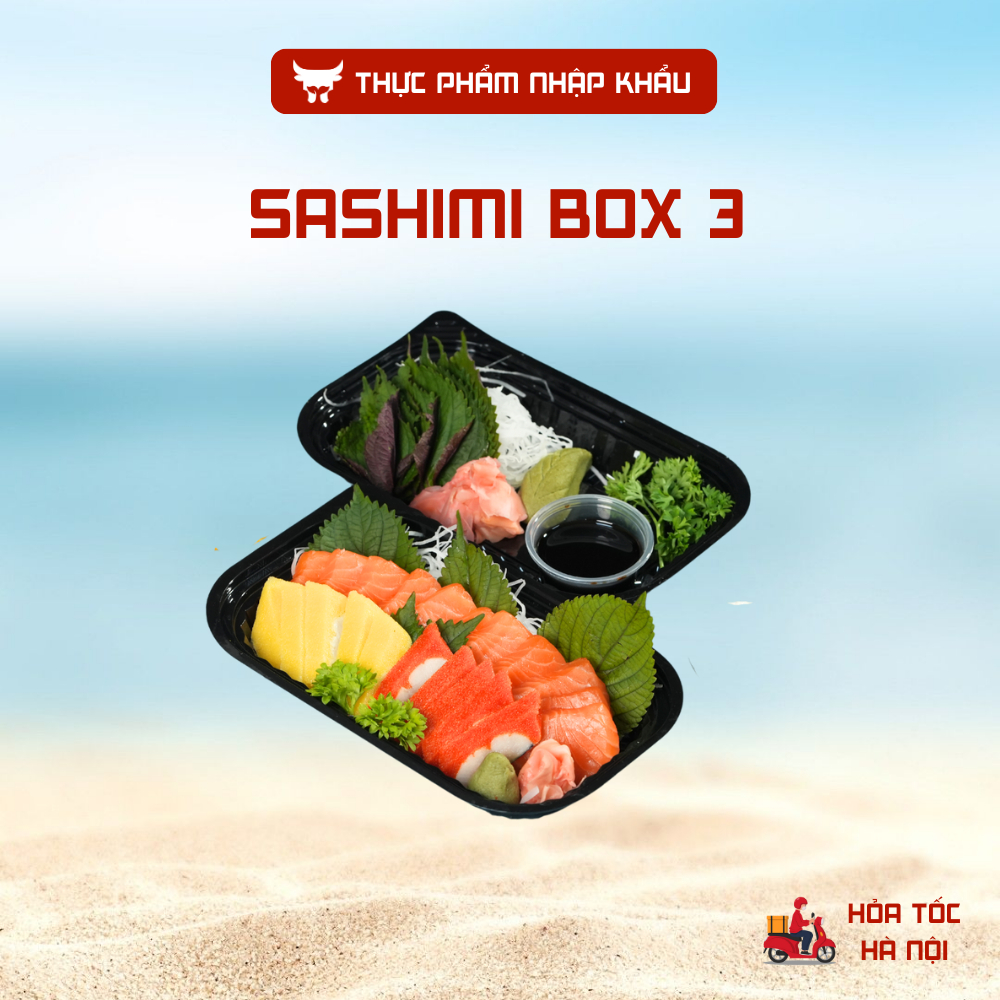 Sashimi Box 3: 200gr Cá Hồi Na Uy Tươi Sashimi (Gồm Da), 1 Thanh Cá Trích Ép Trứng