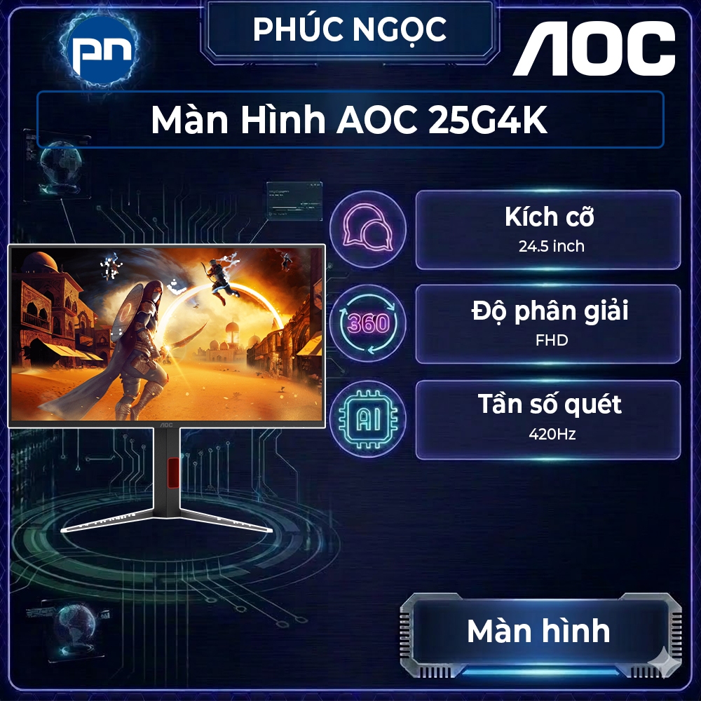 Màn hình AOC 25G4K, màn hình máy tính chơi game, màn hình gaming 420Hz 24 inch - Phúc Ngọc