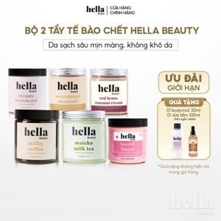 Bộ 2 tẩy tế bào chết body Hella Beauty giúp làm sạch sâu hỗ trợ dưỡng sáng da