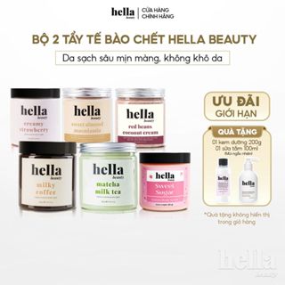 Bộ 2 tẩy tế bào chết body Hella Beauty giúp làm sạch sâu hỗ trợ dưỡng sáng da đều màu