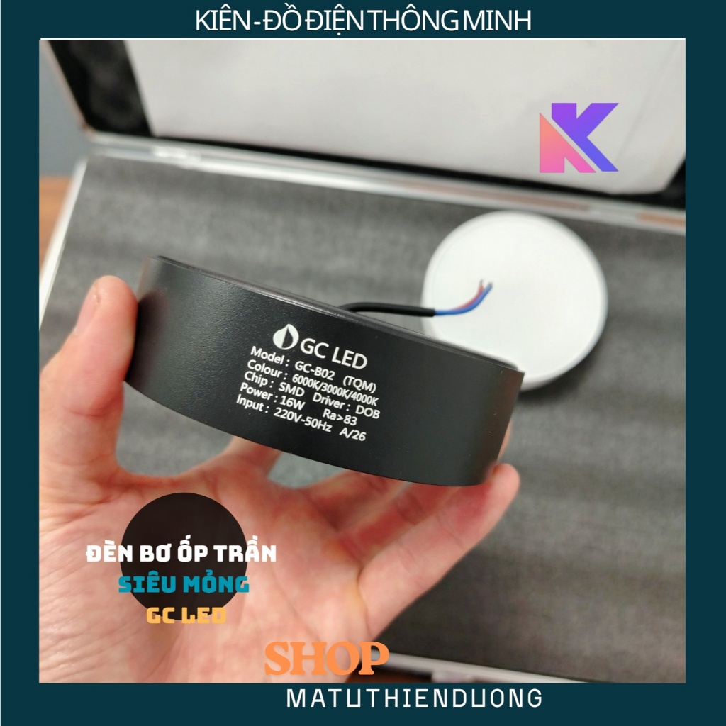 [GC] Đèn Ống Bơ Ốp Trần Siêu Mỏng GC LED 16W D113x31mm nhôm cao cấp, bảo hành 2 năm